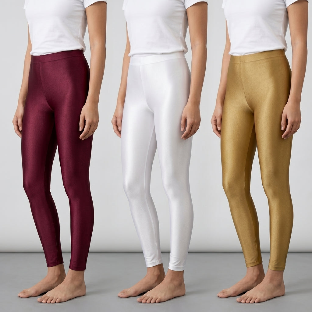 Pack of 3 Nylon Stretch Shimmer Leggings