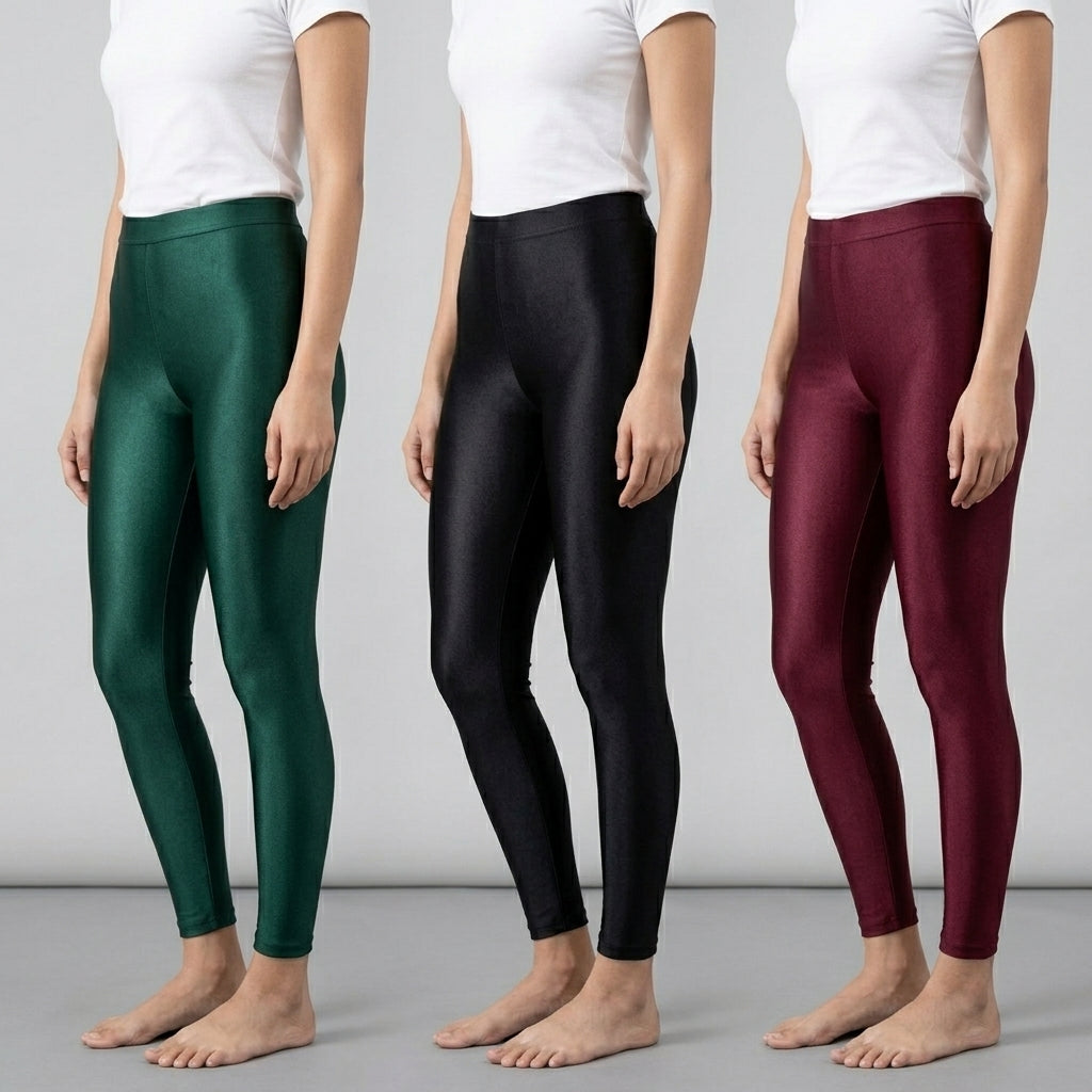 Pack of 3 Nylon Stretch Shimmer Leggings