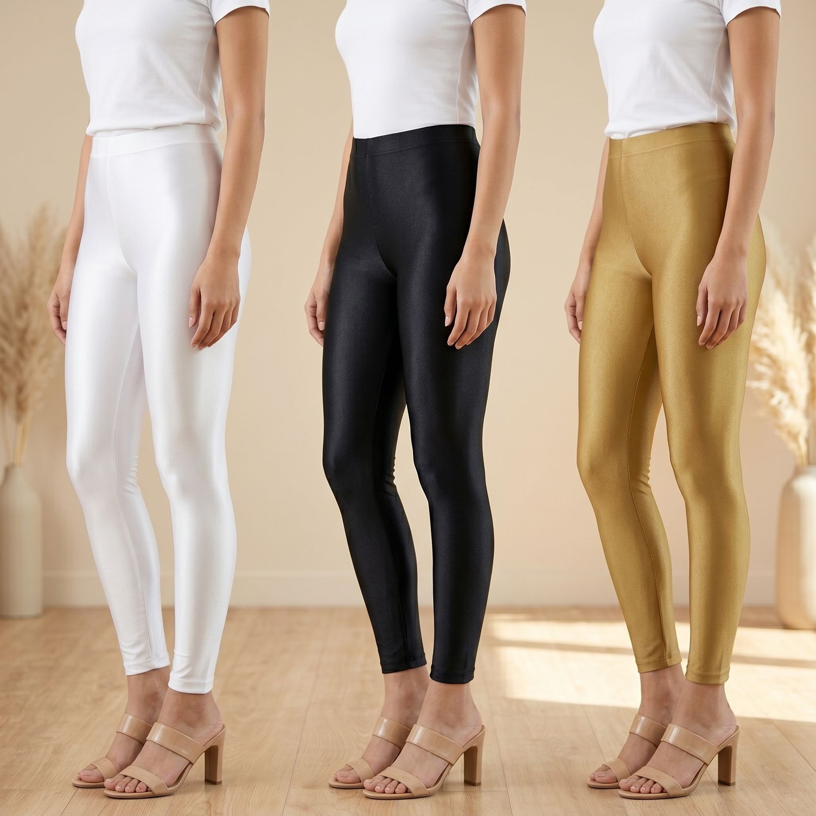 Pack of 3 Nylon Stretch Shimmer Leggings